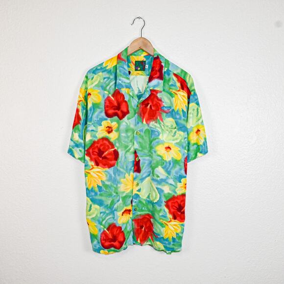 Jams World Men's Short Sleeve Hawaiian Shirt Hibiscus floral print size XL - Picture 1 of 8